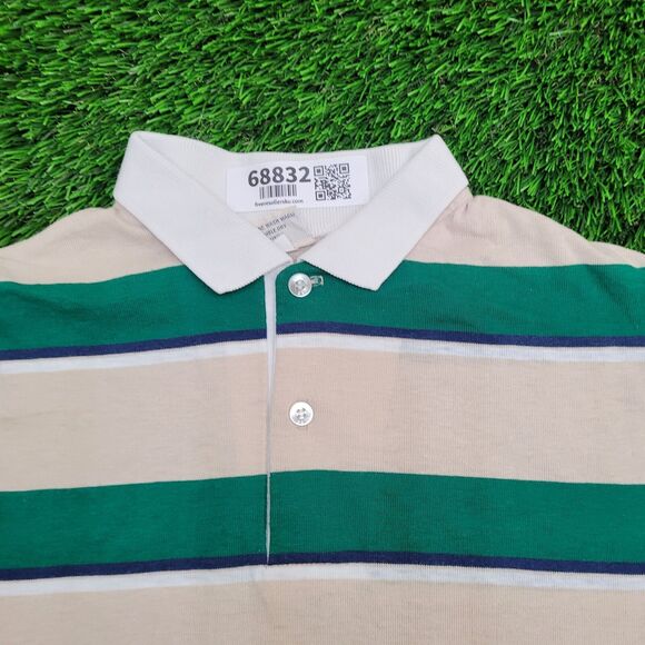 Vintage 80s MOD Polo Shirt Medium 19x25 Striped Two-Tone - Picture 3 of 11